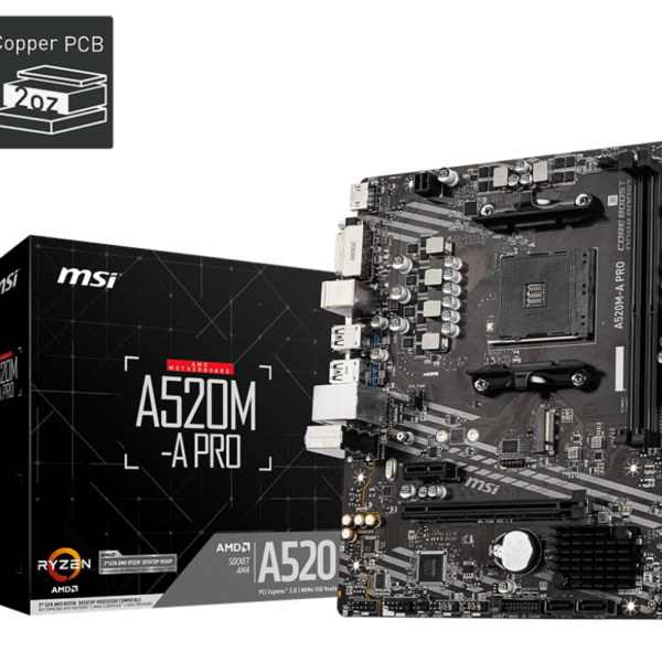 BOARD  MSI A520M A PRO PRO AM4 AM4 DDR4 RYZEN